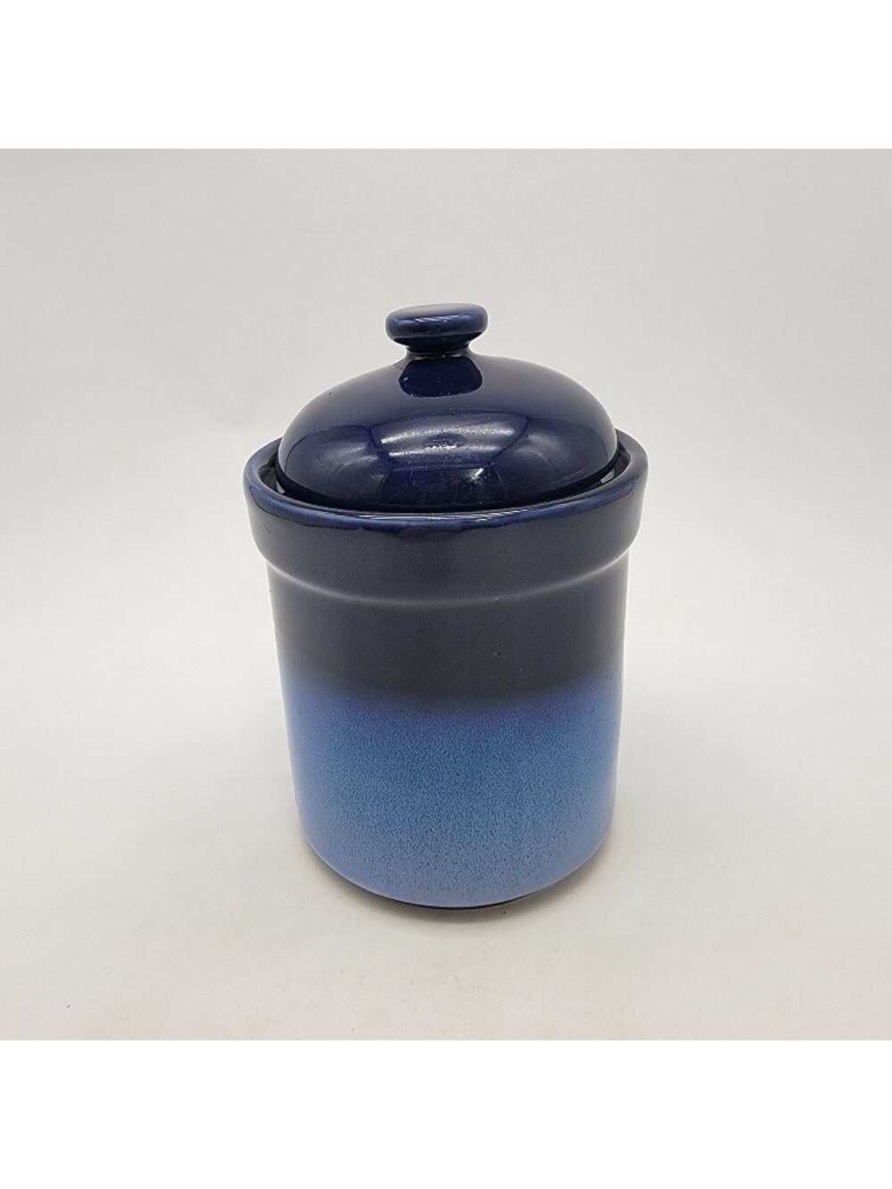 Vintage Sango Nova Blue Ceramic Canister With Lid Stoneware Pottery Gradient